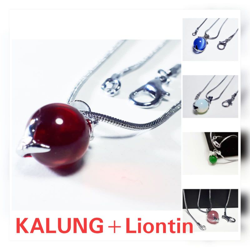 kalung wanita liontin batu giok MERAH kalung wanita murah kalung titanium kalung anti karat Fashion 