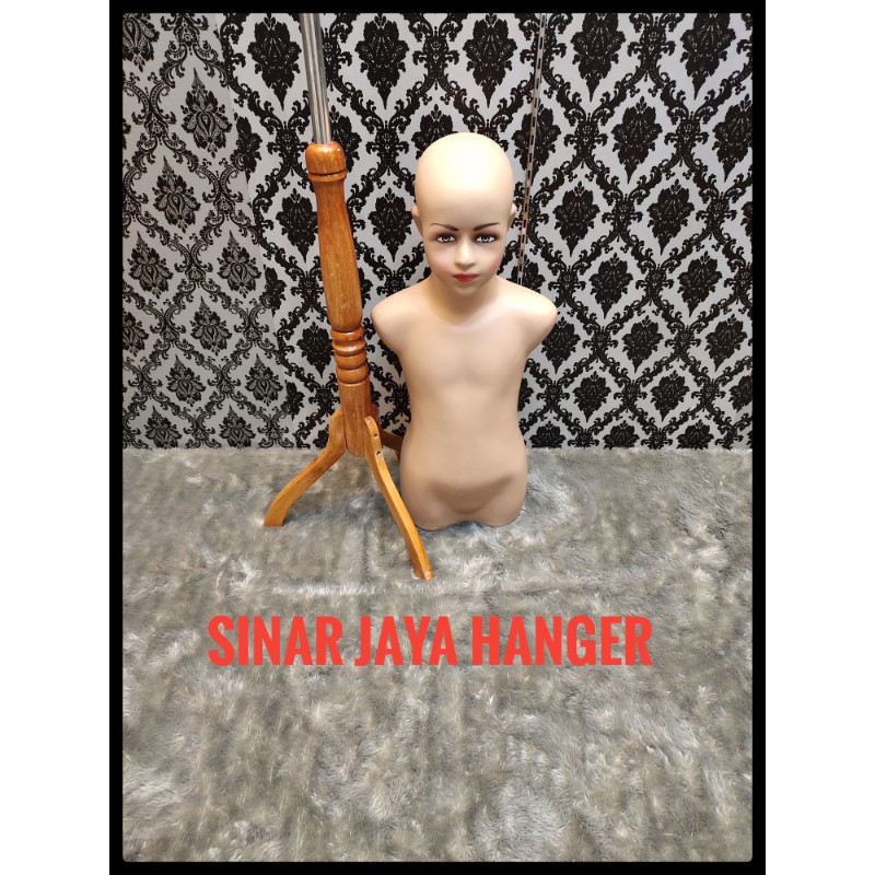 Manekin torso anak L tanggung Umur 5-8 tahun botak + kaki kayu