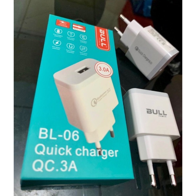 TRAVEL ADAPTOP / BATOK CAS BULL BL-06 QUICK CHARGER QC  3A