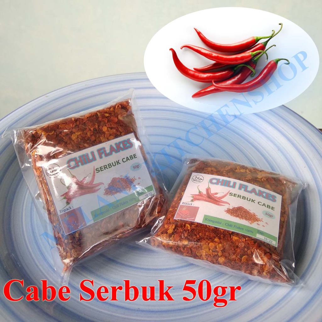 

Cabe Serbuk Rempah Bumbu 50gr Bubuk Kasar Chilli Flakes Plastik 50 gr