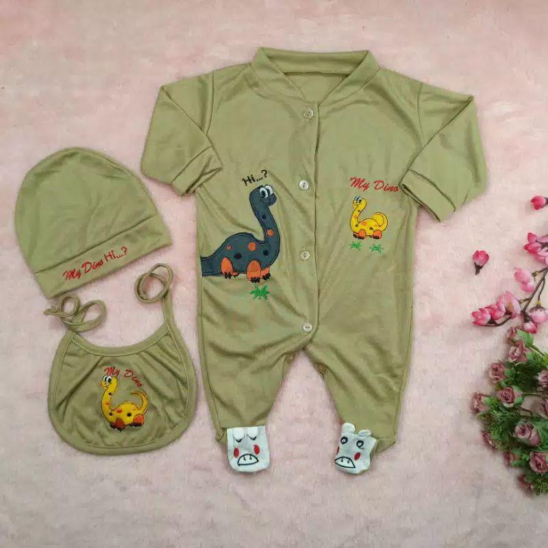 Ss#2002 Romper Bayi New Born 0-6bulan / Romper free topi &amp; celemek