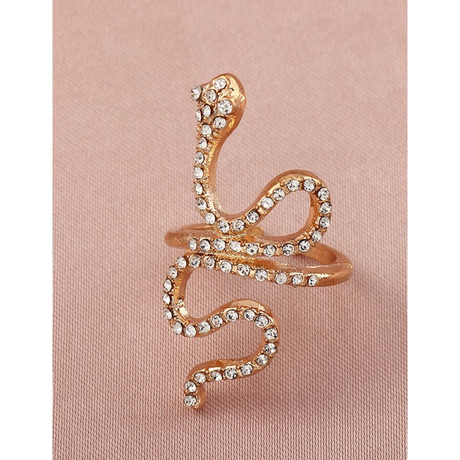 LRC Cincin Fashion Gold Color 1 Snake-shaped Diamond Curved P88887