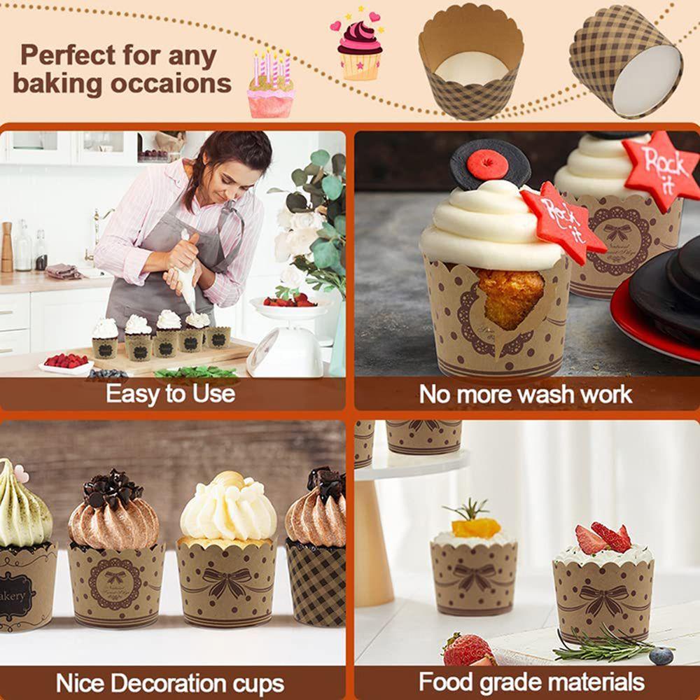 Top 50Pcs Cupcake Paper Cups DIY Cake Liner Gold Silver Alat Kue Kering Muffin Cupcake Liners