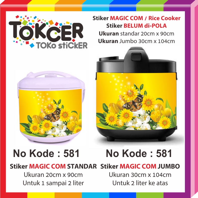 STIKER Magic Com / Rice Cooker Motif Kupu-kupu Warna