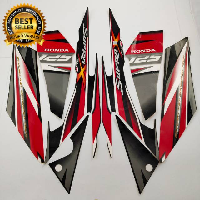 striping honda supra x 125 d 2011 hitam merah list body standar berkualitas terbaik