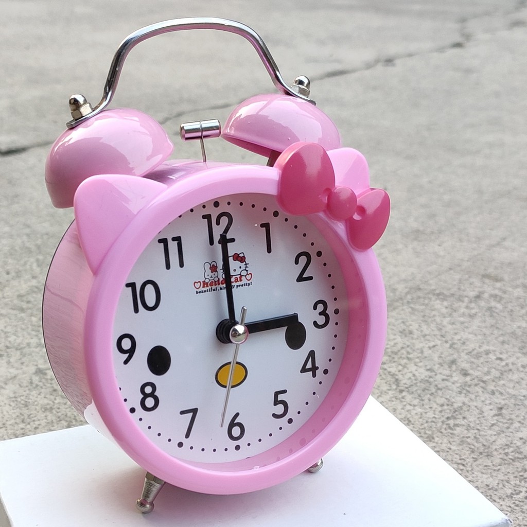 JAM WEKER JAM BEKER ALARM UNIK KARAKTER HELLO KITTY PINK.