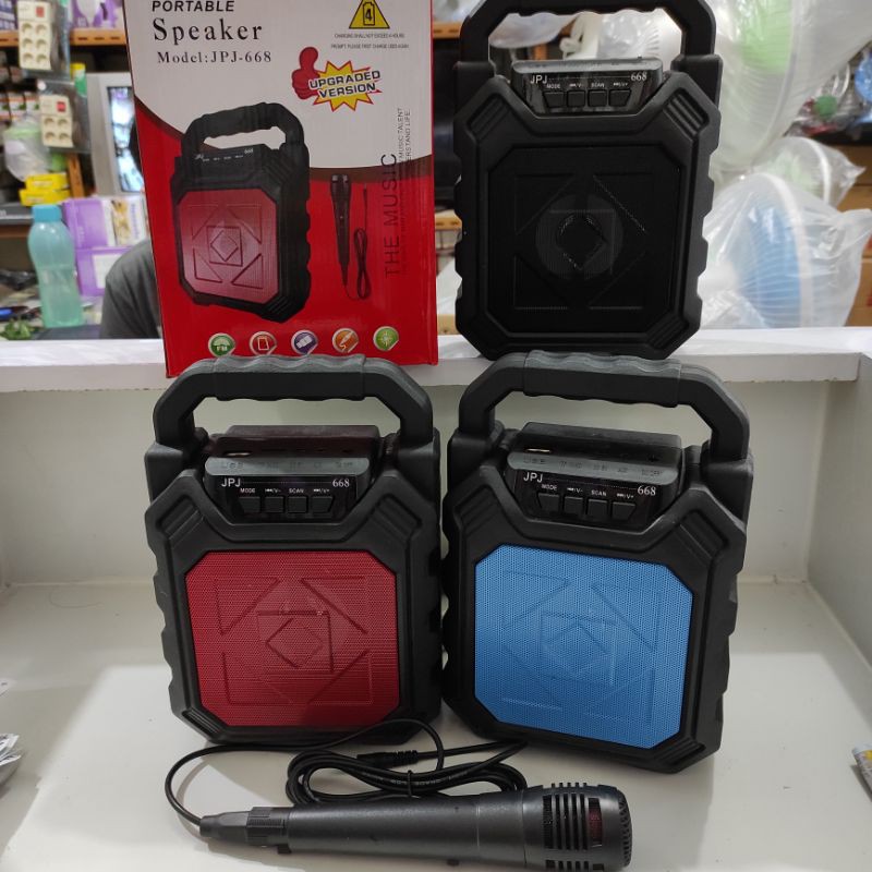 SPEAKER PORTABLE + Mic USB RADIO BLUETOOTH KUALITAS SUARA MANTAP KAROKE KARAOKE