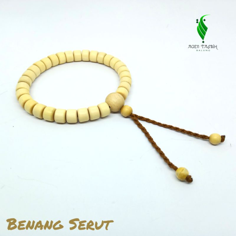 Gelang Kayu Kemuning Gading Motif Tabung Size 7mm ORIGINAL!!