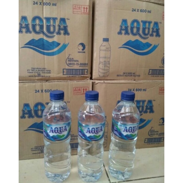 

Aqua Gelas 220 ml, Aqua Botol Sedang 600 ml @ Per 1 Dus, 100% Asli