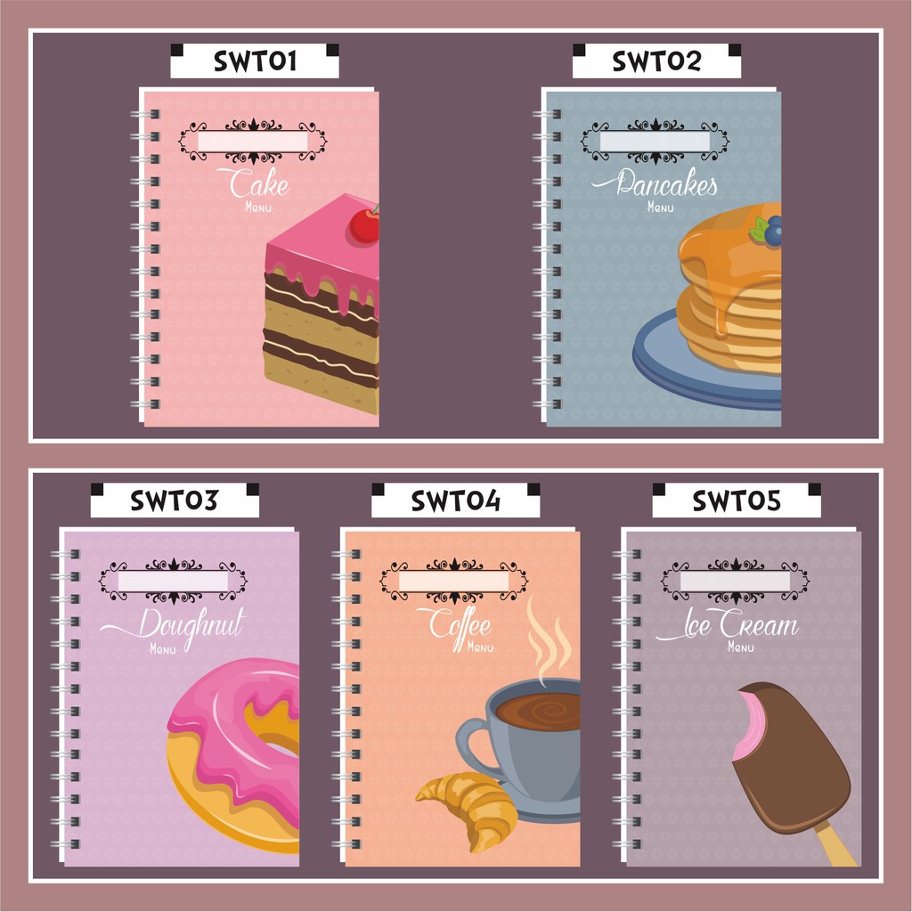 

Notebook / Ring Note Cake, Ice Cream, Coffee, Pancake, Doughnut Sweet Unik Lucu Spiral A5 Murah