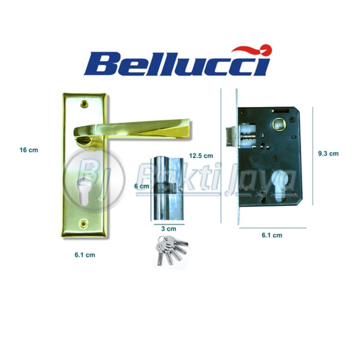 ORIGINAL - 1 set Kunci Pintu Kecil BELLUCI VIENTINE GOLD