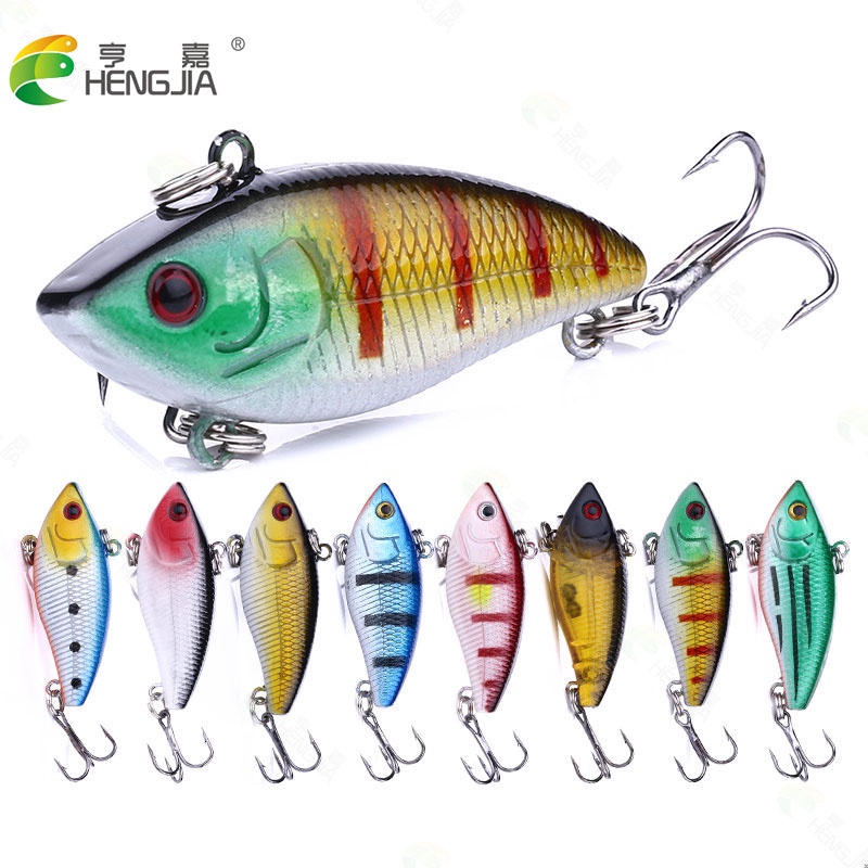 Hengjia 8pcs Umpan Pancing Hardlure Tiruan Bentuk Ikan Vib Bahan Plastik Ukuran 5cm 6g