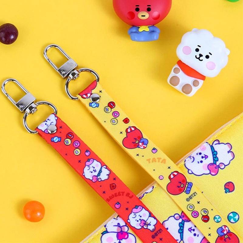 New KPOP BTS BT21 Lanyard anime cute cartoon neck strap key lanyard ID card gym phone with USB ID holder DIY sling lasso