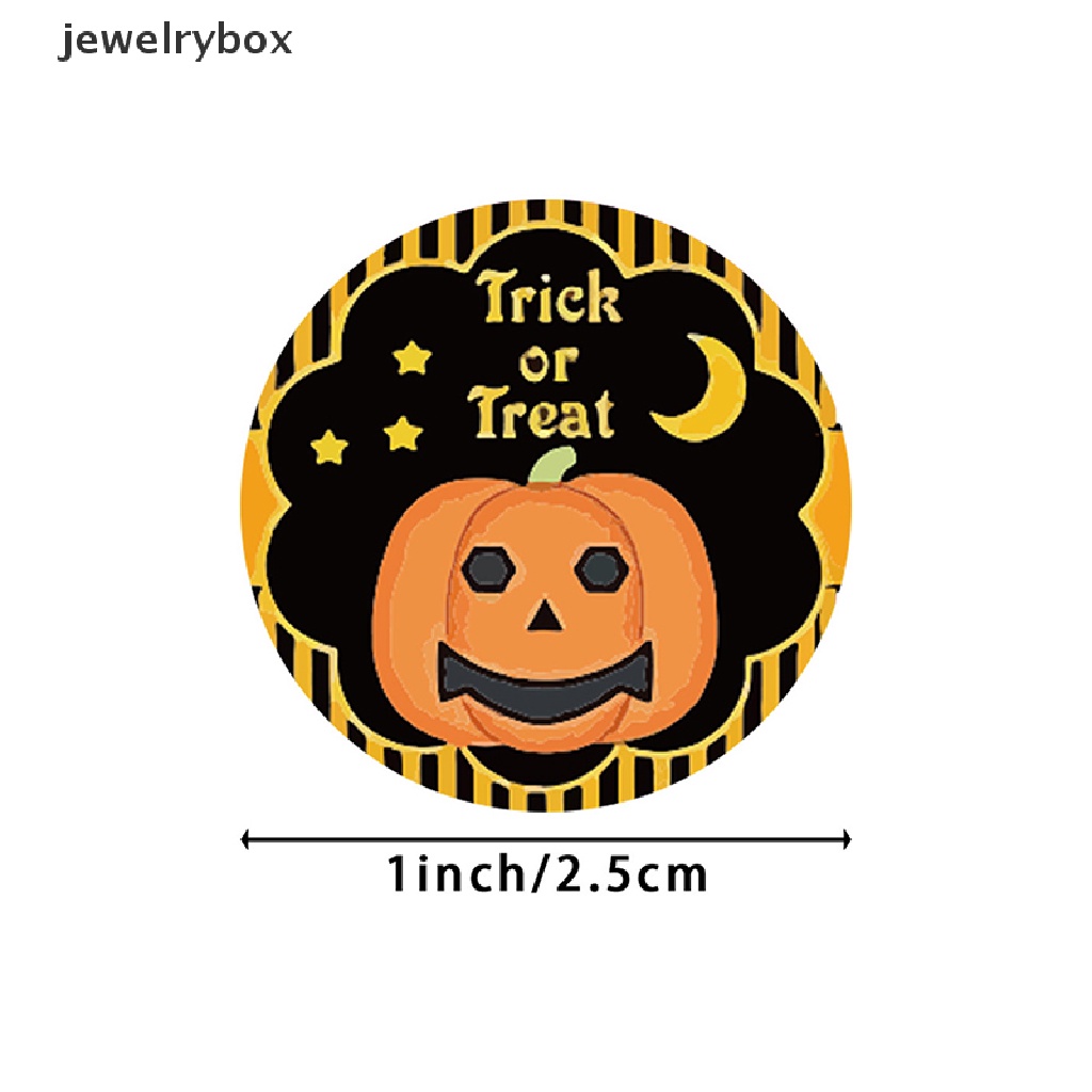 500 Pcs / Roll Stiker Kertas Motif Labu Halloween Untuk Dekorasi