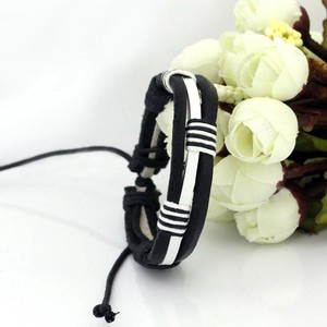 Gelang kulit impor Royal White Black Knight