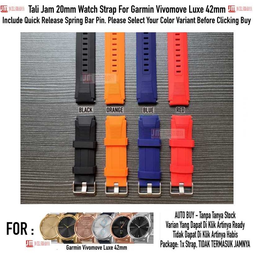 SIKAI Wide Watch Strap Garmin Vivomove Luxe 42mm - Tali Jam 20mm Rubber Sporty Silikon