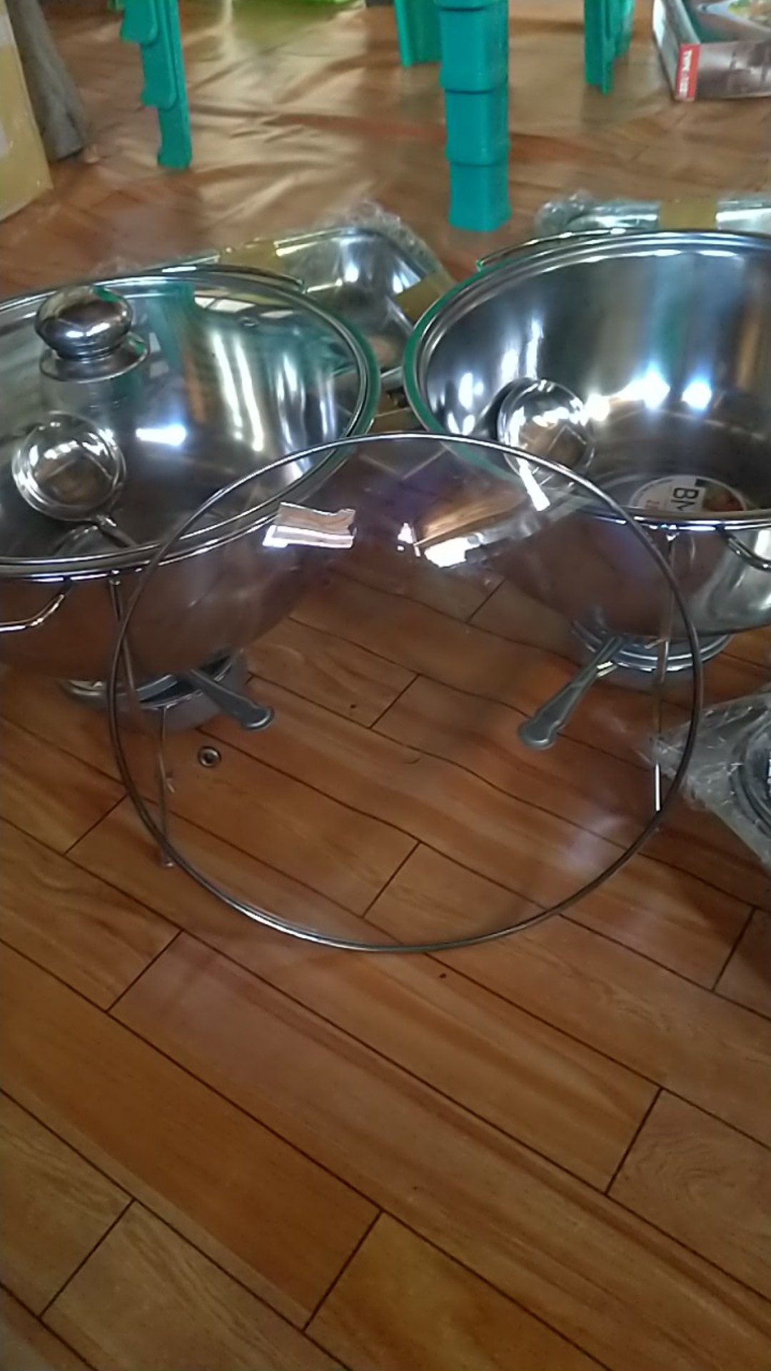 Set 4 Prasmanan Segi Stainless + 1 Warmer Stove Bulat + 5 Sendok Paket Hemat - Alat Dapur Pontianak