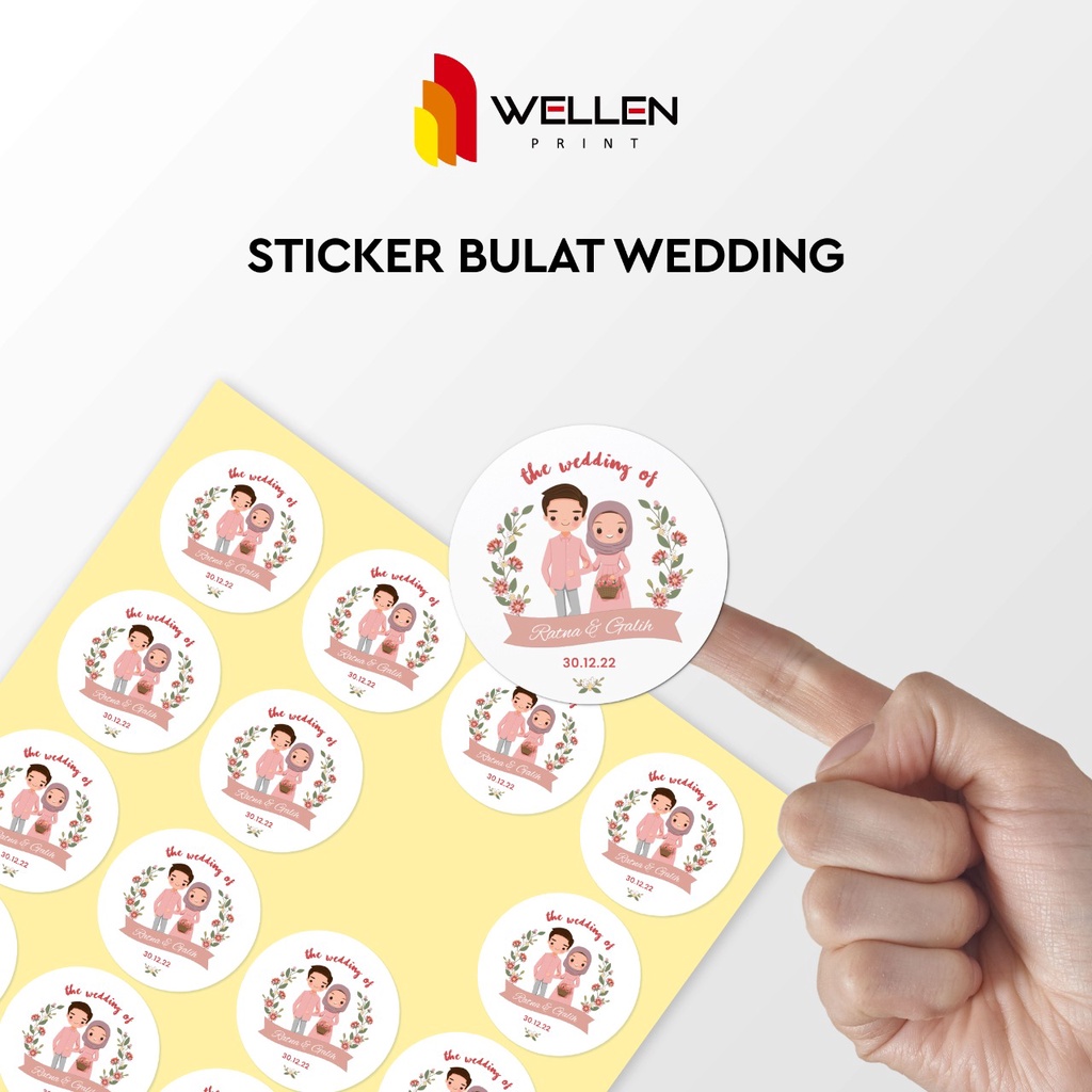 

WELLEN PRINT - Cetak sticker bulat wedding / Print stiker souvenir pernikahan / Sticker bulat custom nama