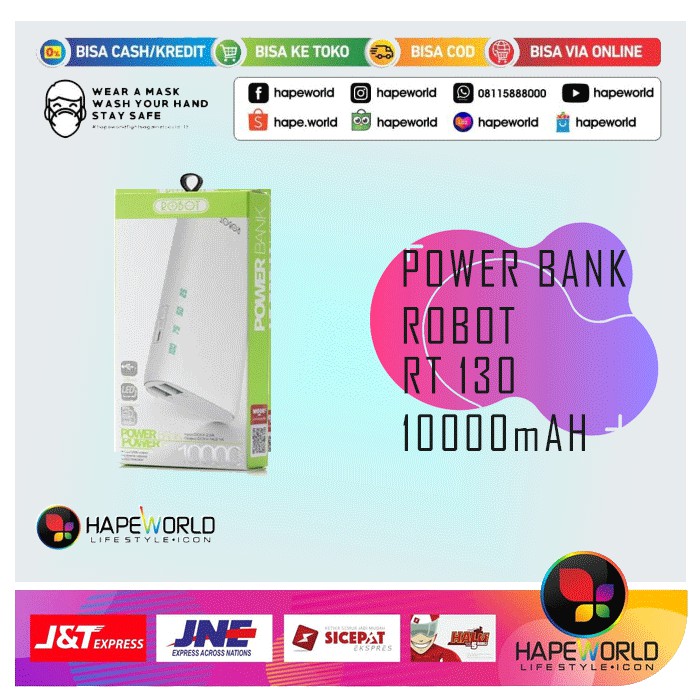 POWER BANK ROBOT RT130 10000mAH DUAL USB