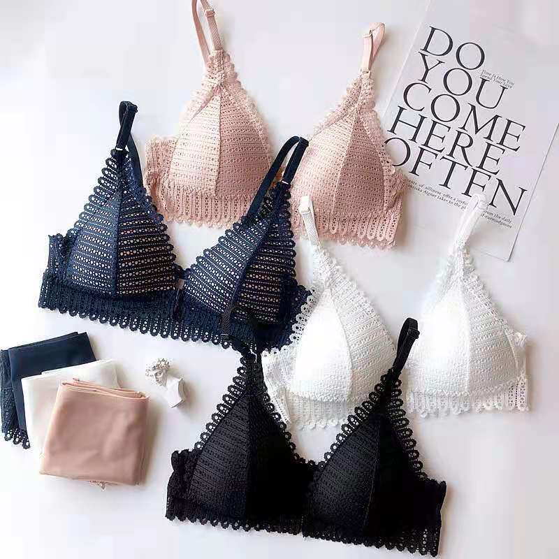 【 Bra Mall 】BM-117 Pakaian Dalam Wanita Renda BH/Bra Set Push Up Cup Segitiga Tanpa Kawat