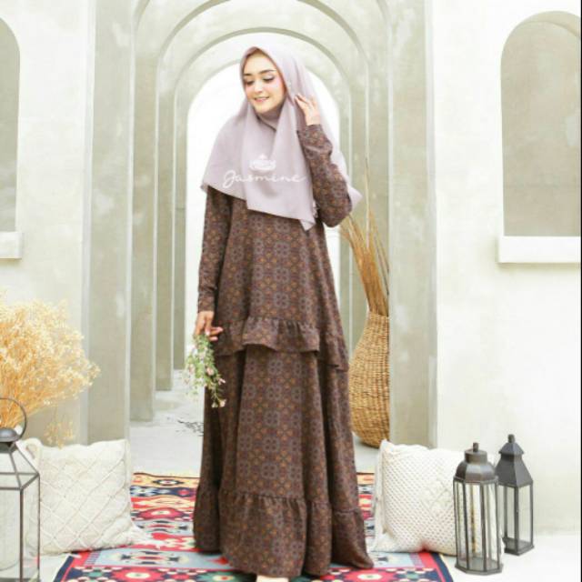 Gamis Yasmina dress size XS-M ori jasmine busana muslim busui bahan ciara crepe
