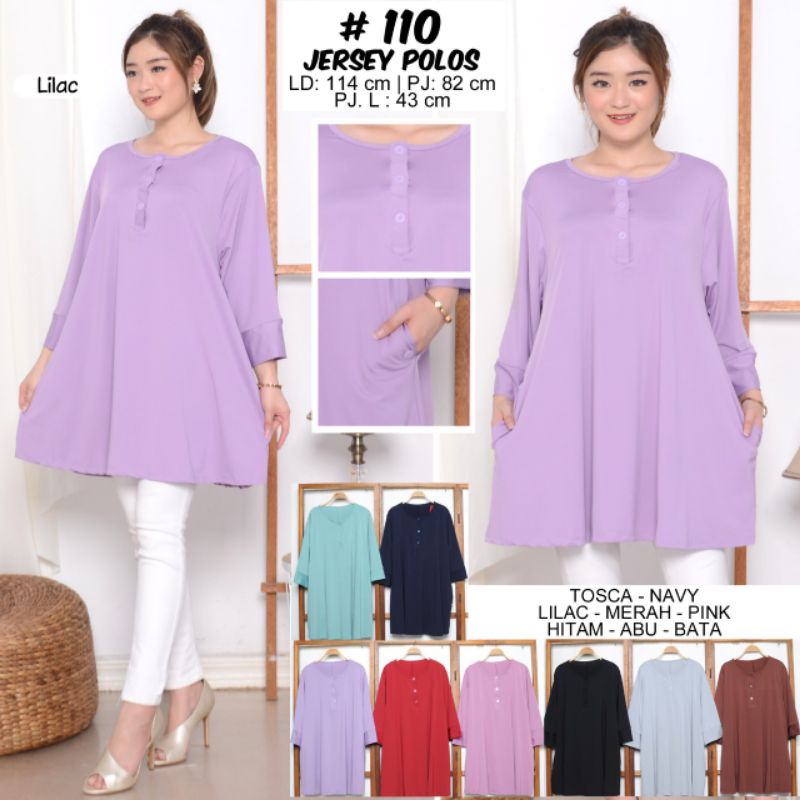 Atasan Jersey Gita.Blouse Wanita Koas Jersey Polos Big Size Jumbo Lengan 78.Baju Ibu-Ibu,Busui Kanci