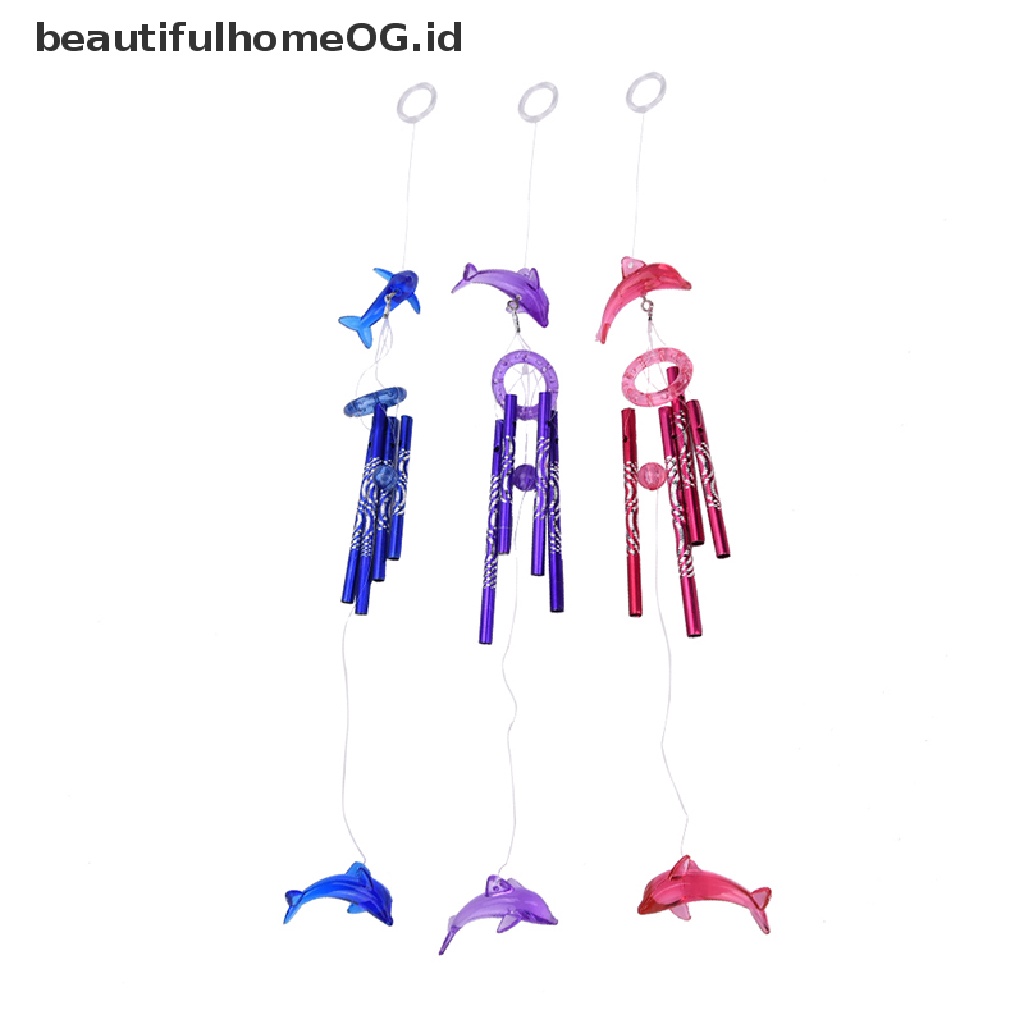 // beautifulhomeOG.id // Dolphin Creative Crystal 4 Metal Tubes Windchime Wind Chime Home Decor  **