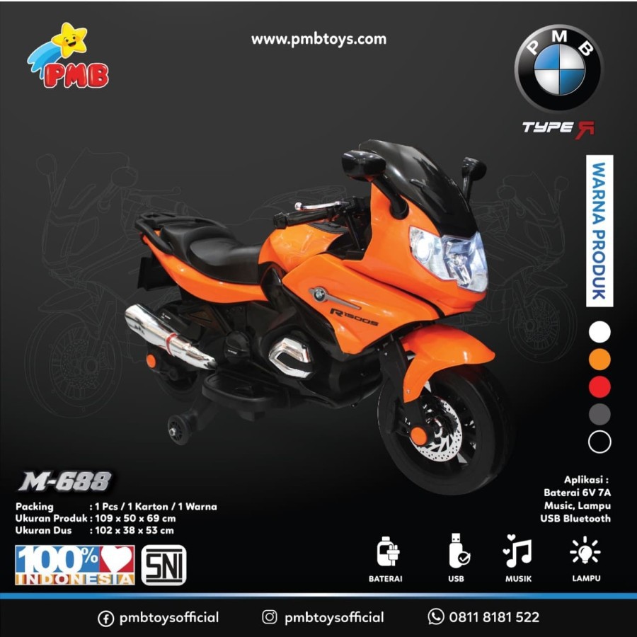 PMB M 688 MAINAN MOTOR ANAK AKI NINJA M688 SPORT M-688 TYPE R