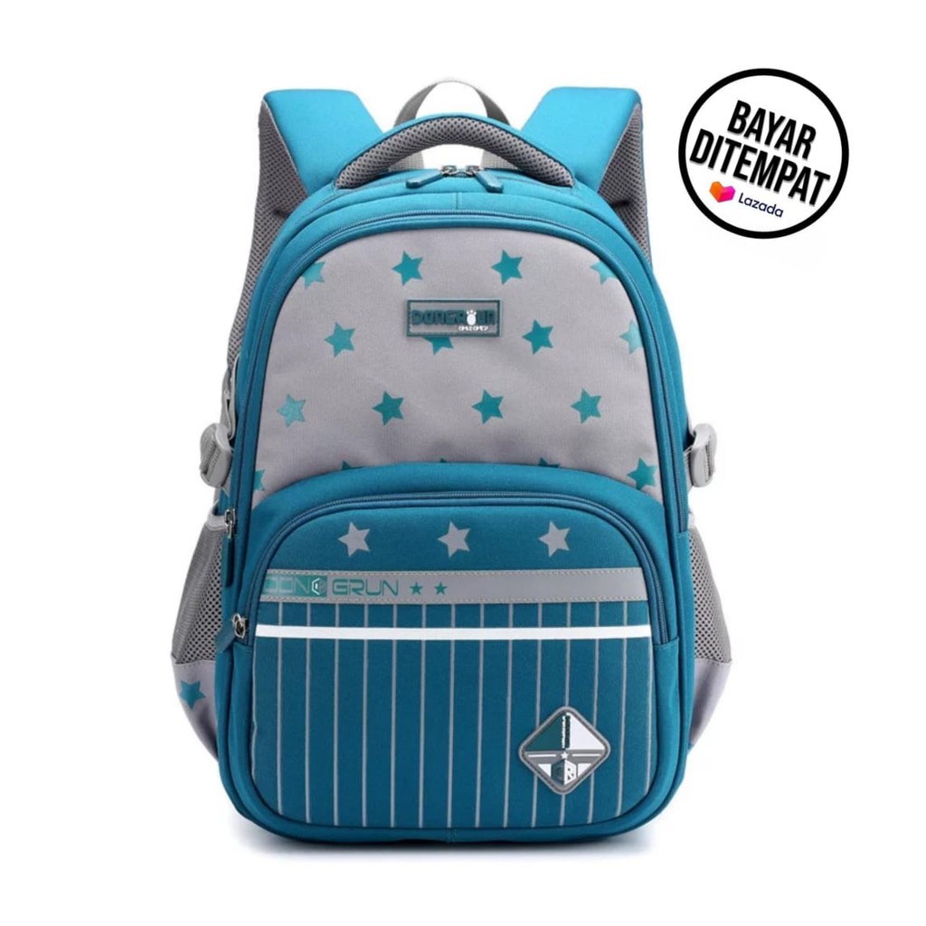 Tas Ransel Sekolah Anak Perempuan Murah TK, SD, SMP Kekinian Model Style Korean VIRAL Tas Ransel Bintang Salur Anak