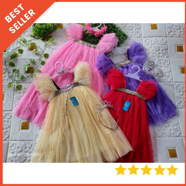 DRESS TUTU  PRINCESS CANTIK 2-7 TAHUN GRATIS BANDO / DRESS TUTU ANAK GAMAR / GAUN PESTA ANAK PREMIUM