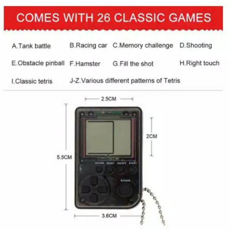 Gantungan kunci / KeyChain Game Box Classic Retro Game Console 26 in 1 New