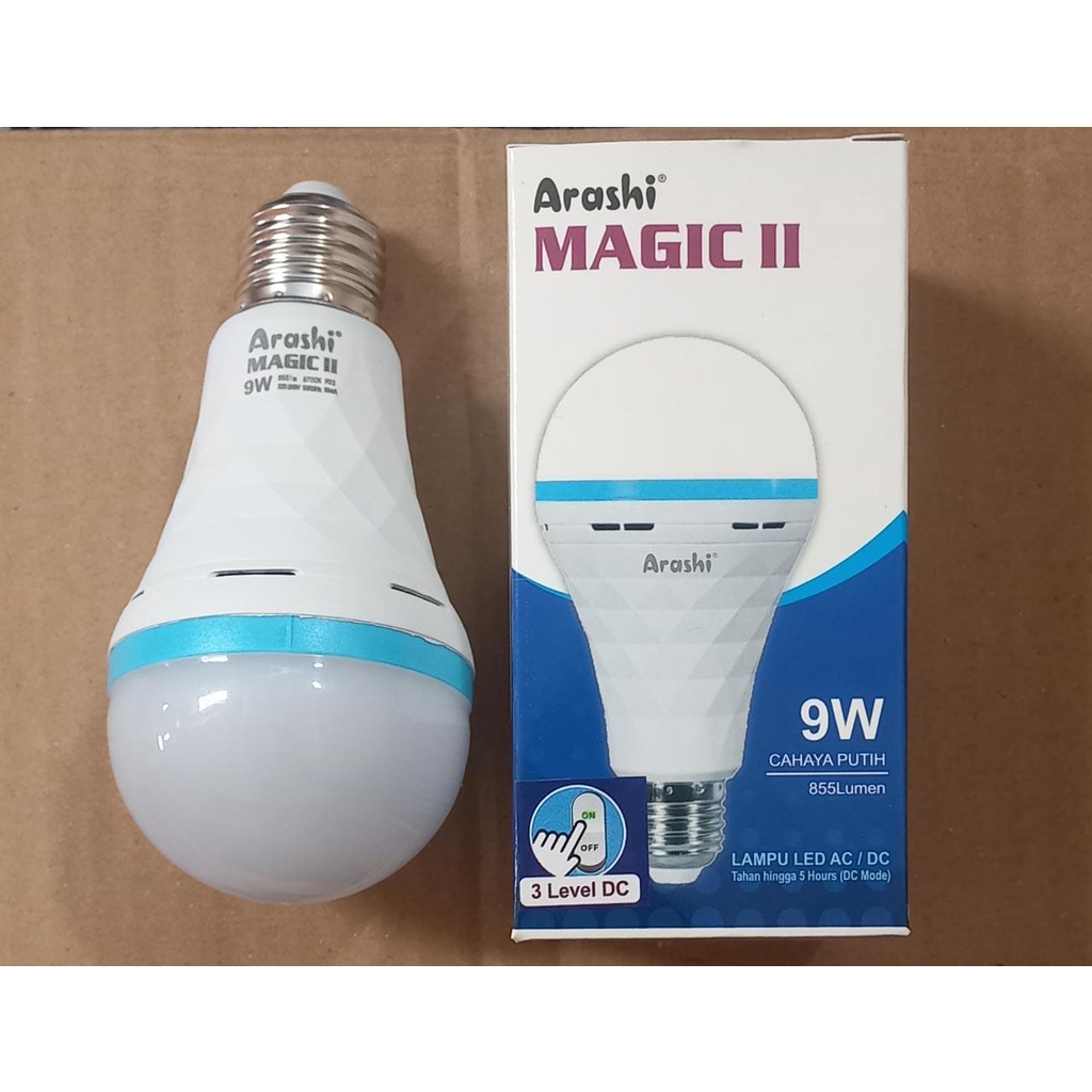 LED darurat Arashi Magic II New Lampu LED Emergency 9 Watt 3 Mode