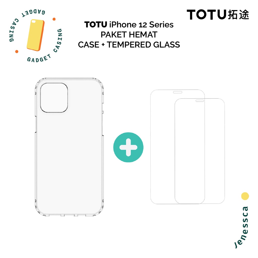 TOTU iPhone 12/12 Mini/12 Pro/12 Pro Max Case SET+Tempered Glass 2.5d