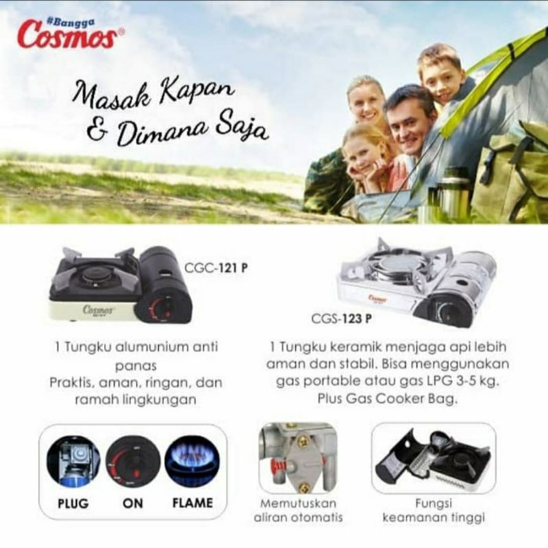 Kompor Portable Cosmos CGC 121 PN Gas Kaleng Kompor Piknik Cosmos 121 Kompor Cosmos CMS 121 Kompor Gas Kaleng Cosmos