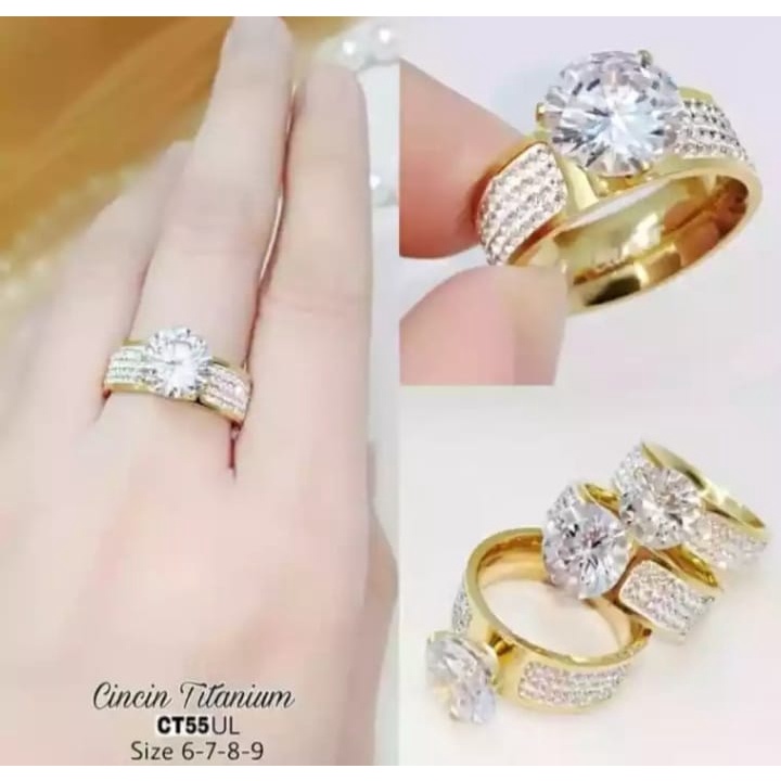 [BAYAR DI TEMPAT] cincin wanita asli titanium/aksesoris wanita asli titanium/perhiasan wanita anti karat