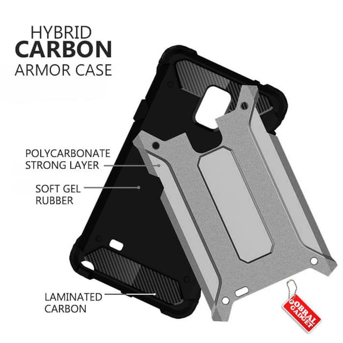 Hybrid Armor Case Samsung Galaxy Note 4 Soft & Hard Carbon Casing Slim