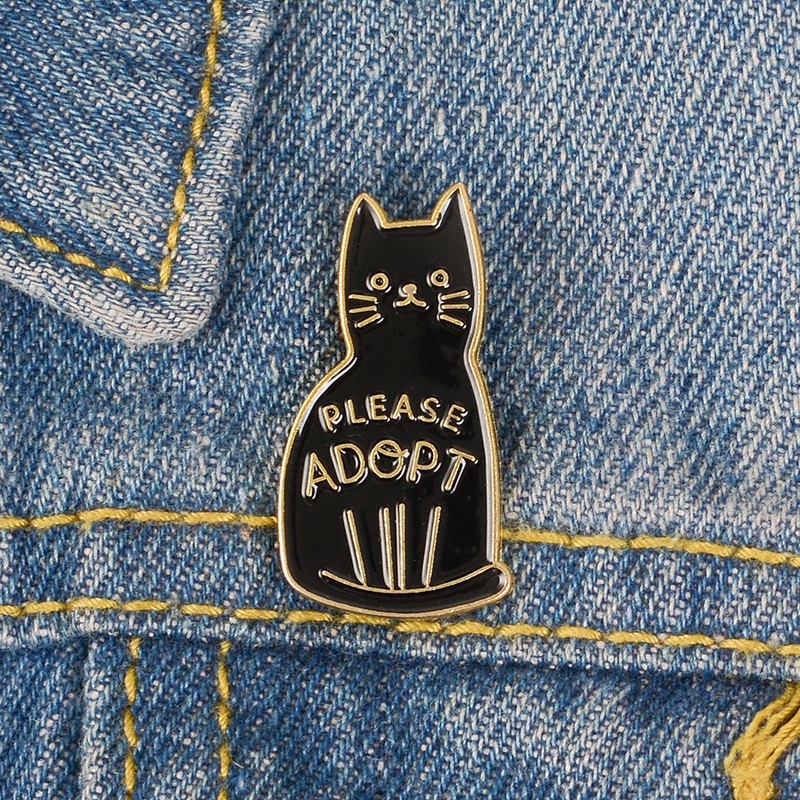 Bros Pin Enamel Desain Kartun Kucing Hitam Untuk Hadiah Anak