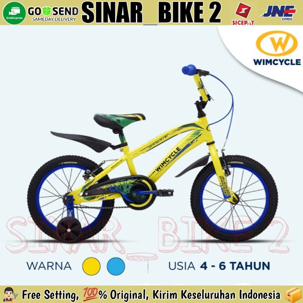 Sepeda Anak Laki Bmx 16 &amp; 18 Inch WIMCYCLE DRAGSTER Garansi Resmi