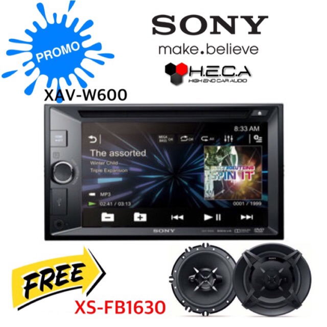PAKET PROMO Double Din Sony XAV-W600 + Speaker Sony XS-FB1630 
