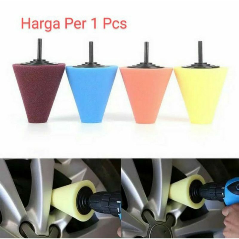 Wheel Polishing Sponge Busa Poles Kerucut Pembersih Velg Roda Mobil