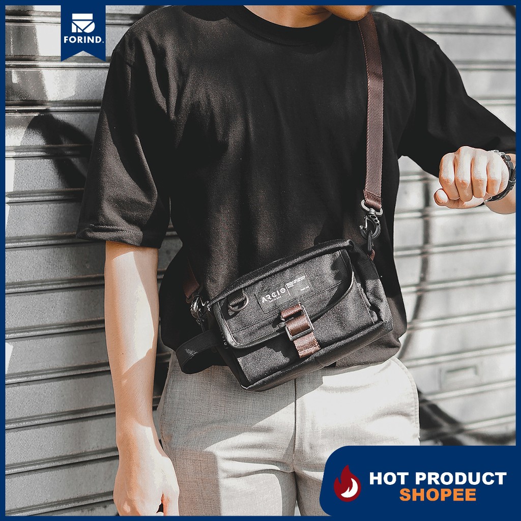 Lito Black | Tas Slempang Hitam Pria Ori Bahu Multifungsi Sling Pouch Mini Waistbag | FORIND x Arcio