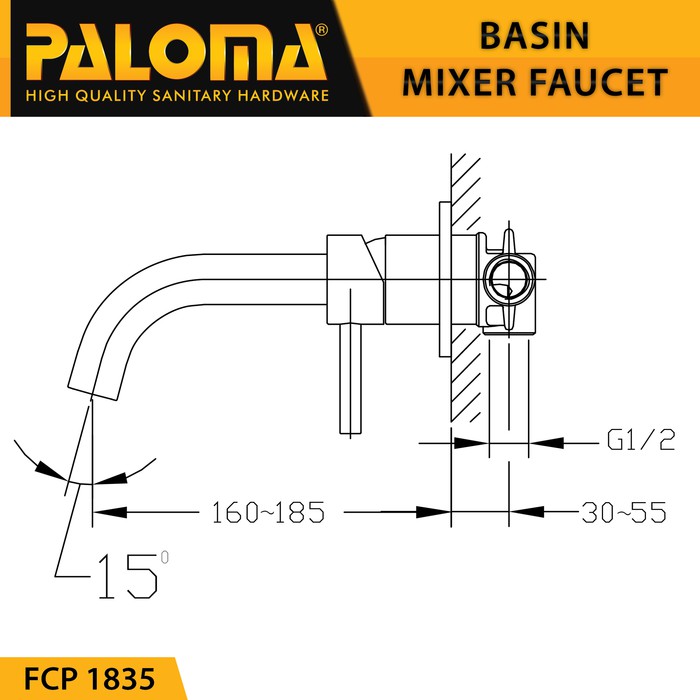 PALOMA FCP 1835 Keran Mixer Wastafel Cuci Tangan Panas Dingin Kran Air