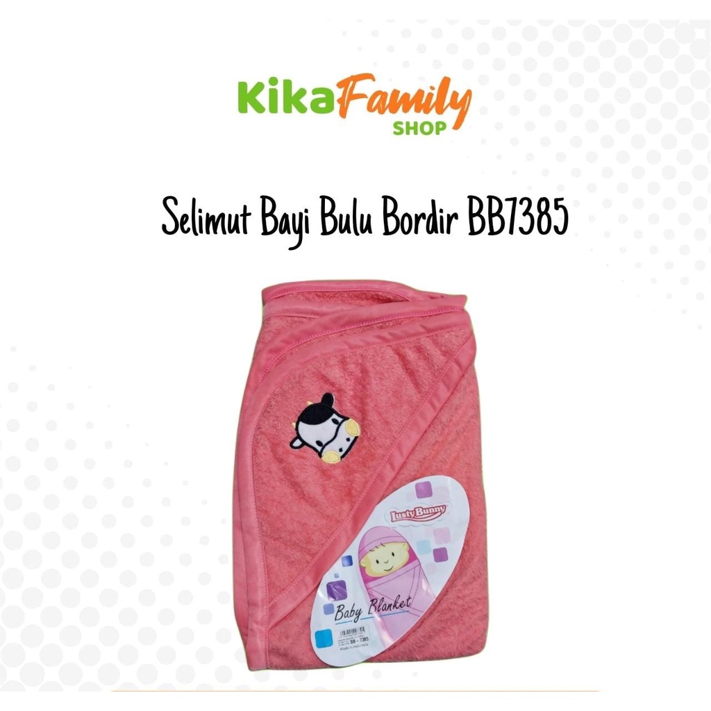 Grosir/Retail Selimut Bayi Selimut Topi Bayi LustyBunny Selimut Baby Bulu Bordir BB7385