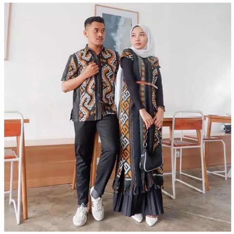set pakain muslim tenun couple tenun troso jepara terbaru sarimbit tenun kekinian baju tenun keluarg