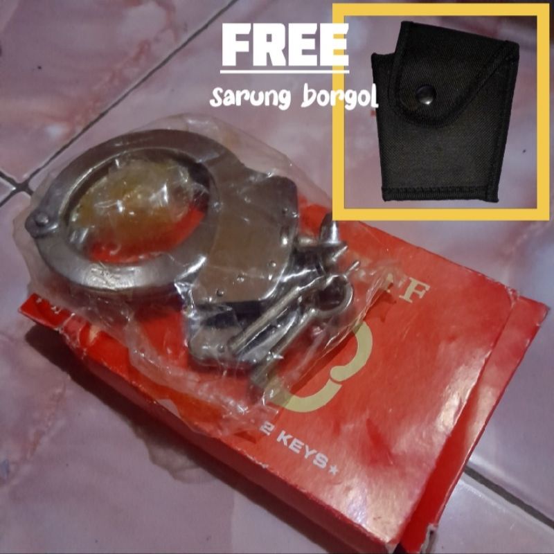 Borgol tangan FREE sarung borgol | handcuff | borgol satpam security | borgol polisi