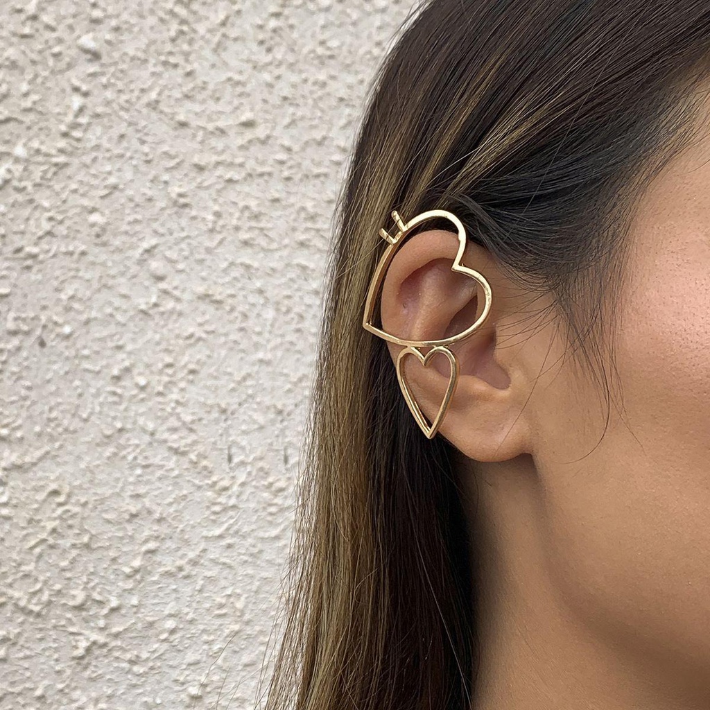 Solighter Ear Cuff Hadiah Anting Perhiasan Pesta Pernikahan Bentuk Hati