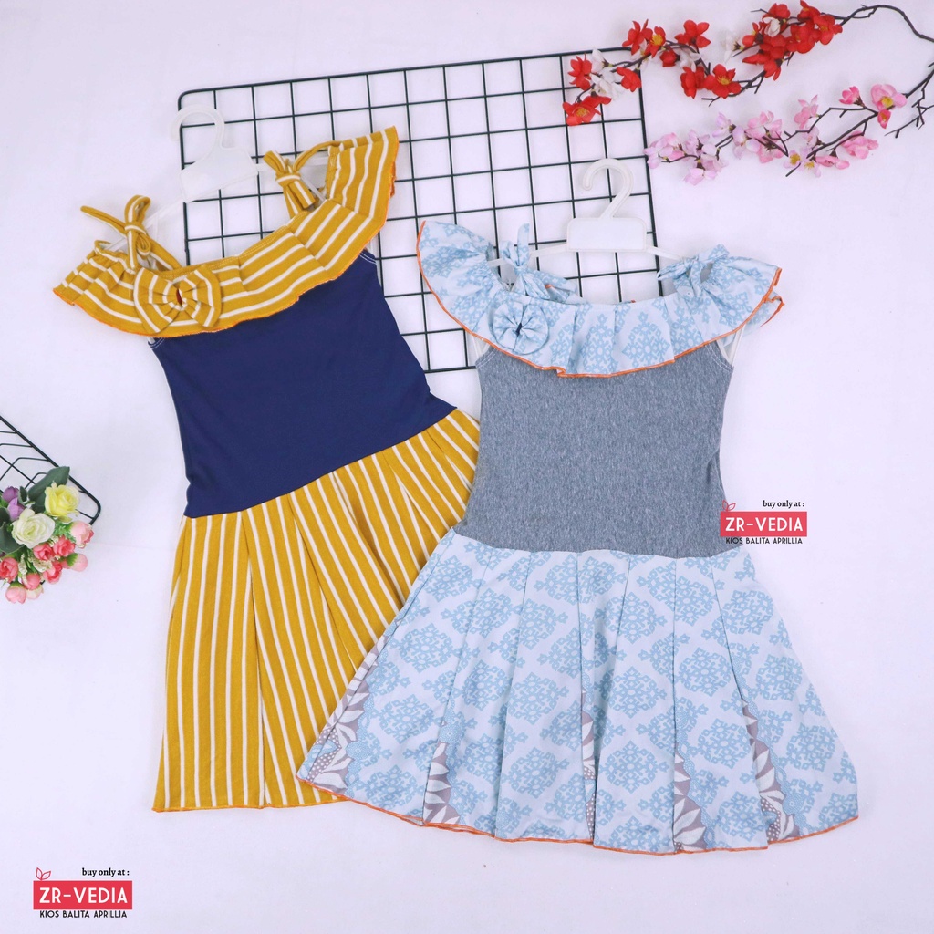 Dress Moza uk 1-2 Tahun / Dres Kensi Tanktop Baju Anak Perempuan Cewek Gaun Import Adem Murah