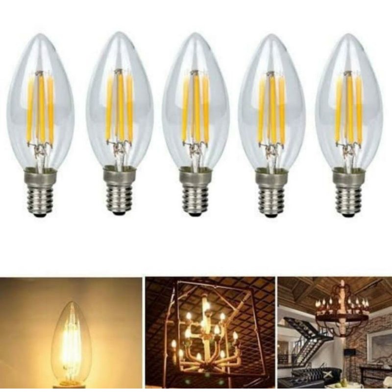 lampu candle led e14 4 watt 4w lampu led lilin e14 lampu filament e14 4 watt