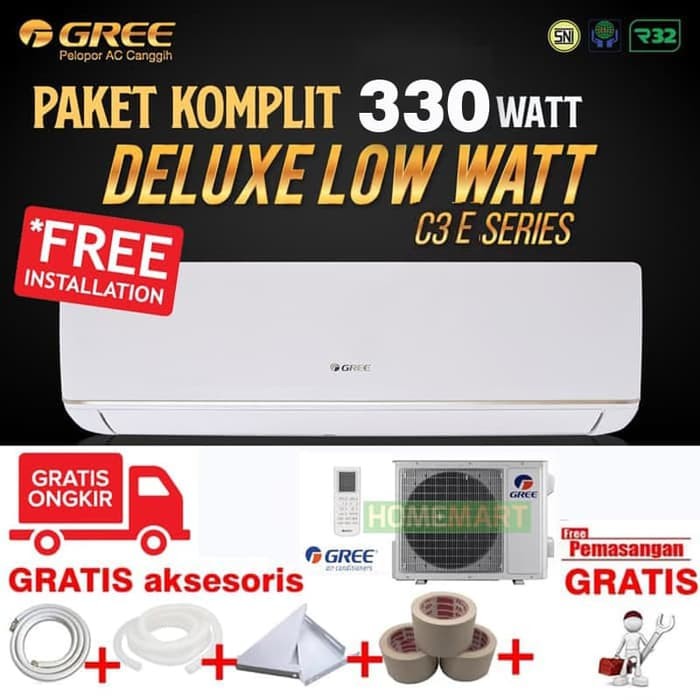 PAKET KOMPLIT + PERLENGKAPAN + PASANG AC SPLIT GREE GWC 05  