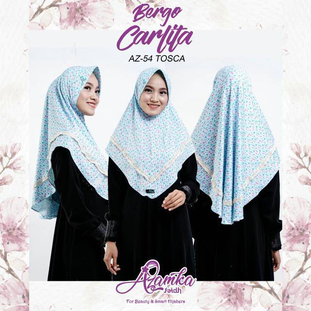 HIJAB BERGO CARLITA by AZAMKA / jilbab instan motif bunga